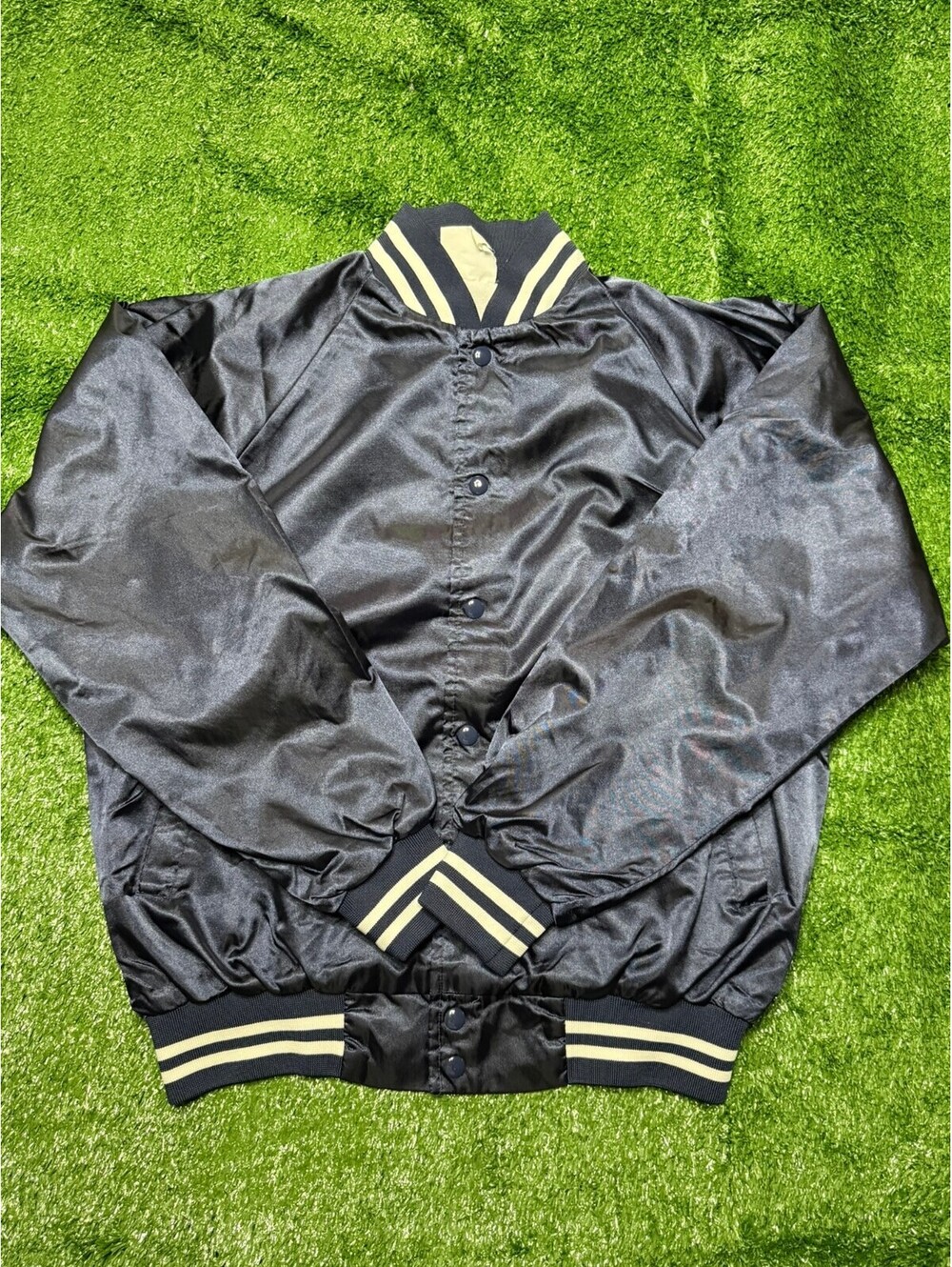 Vintage 90s Augusta Sportswear Black Satin Bomber | Size Med